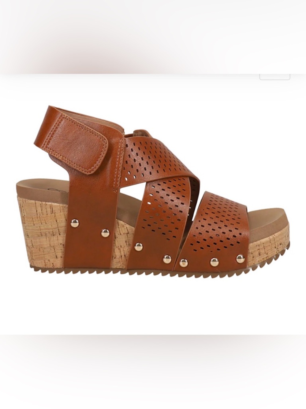 Guilty Pleasure Cut-Out Studded Wedge Slingback Sandals - Size 9